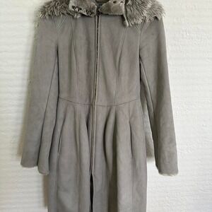 X‎ Small Gray Armani Exchange faux fur coat